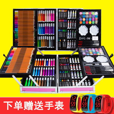 儿童画笔礼盒美术用品女孩玩具幼儿园学生画画工具水彩笔绘画套装