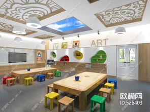 现代幼儿园美术室3d模型